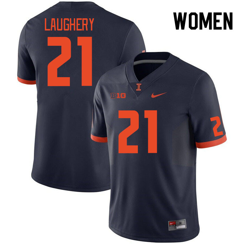 Women #21 Aidan Laughery Illinois Fighting Illini College Football Jerseys Stitched Sale-Navy